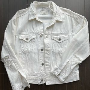 Ralph Lauren Denim & Supply White Distressed Denim Jacket